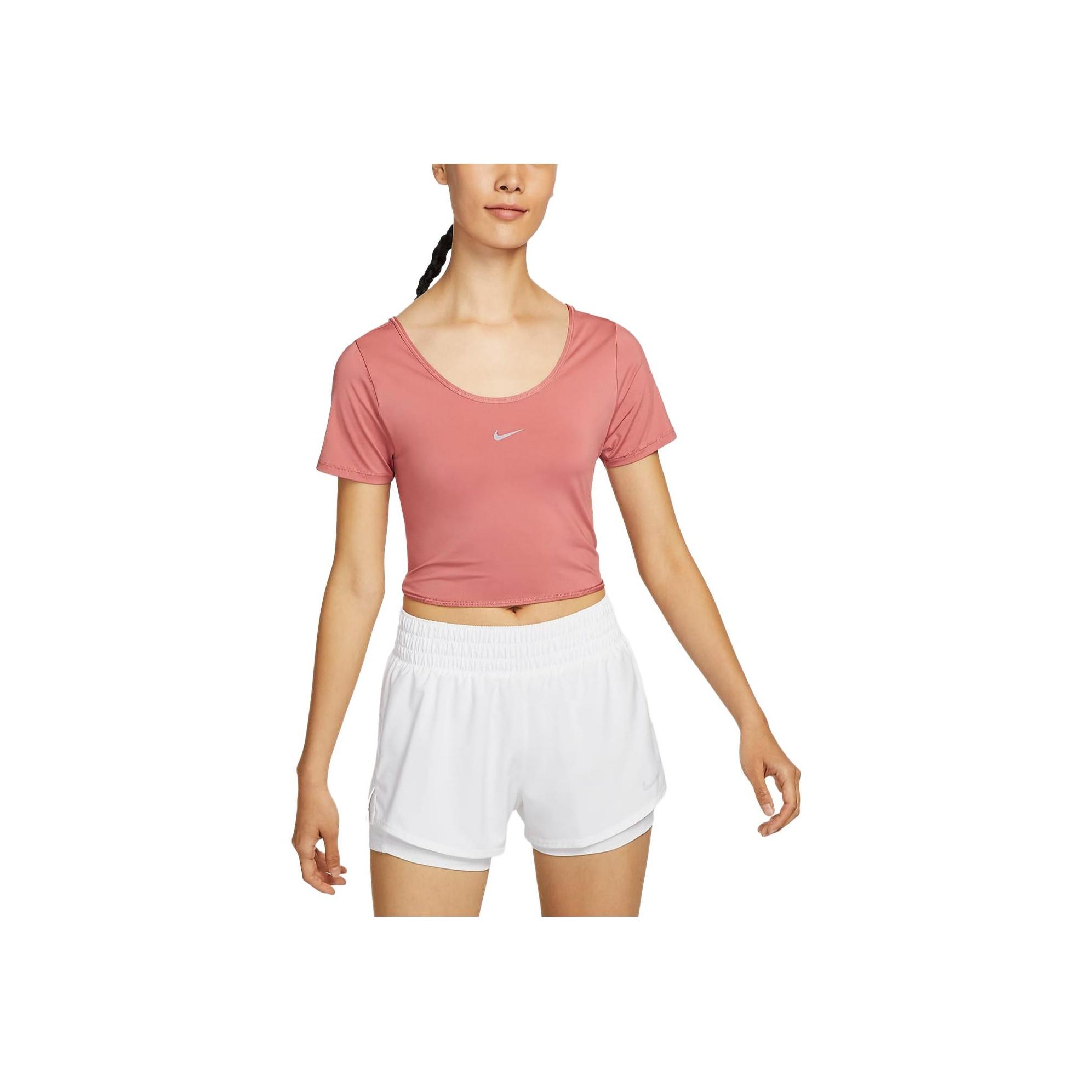 

Nike One Classic Dri-FIT футболка с коротким рукавом женская топы рок-розовый черный FN2852-634 XL