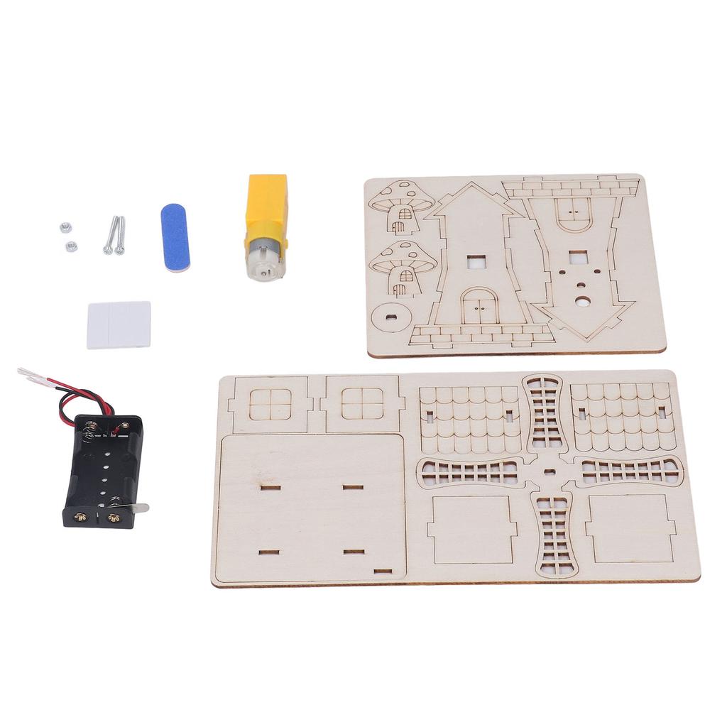 Windmilld Wooden Science Experiment Battery Powered Educational Early Learning Improve Logic DIY Science Model Kit