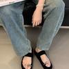 Soft Bottom Design Simple Word with Cool Slippers Women's 2025 Summer New Set Toe Thick Bottom Beach Slippers with Skirt Tide
