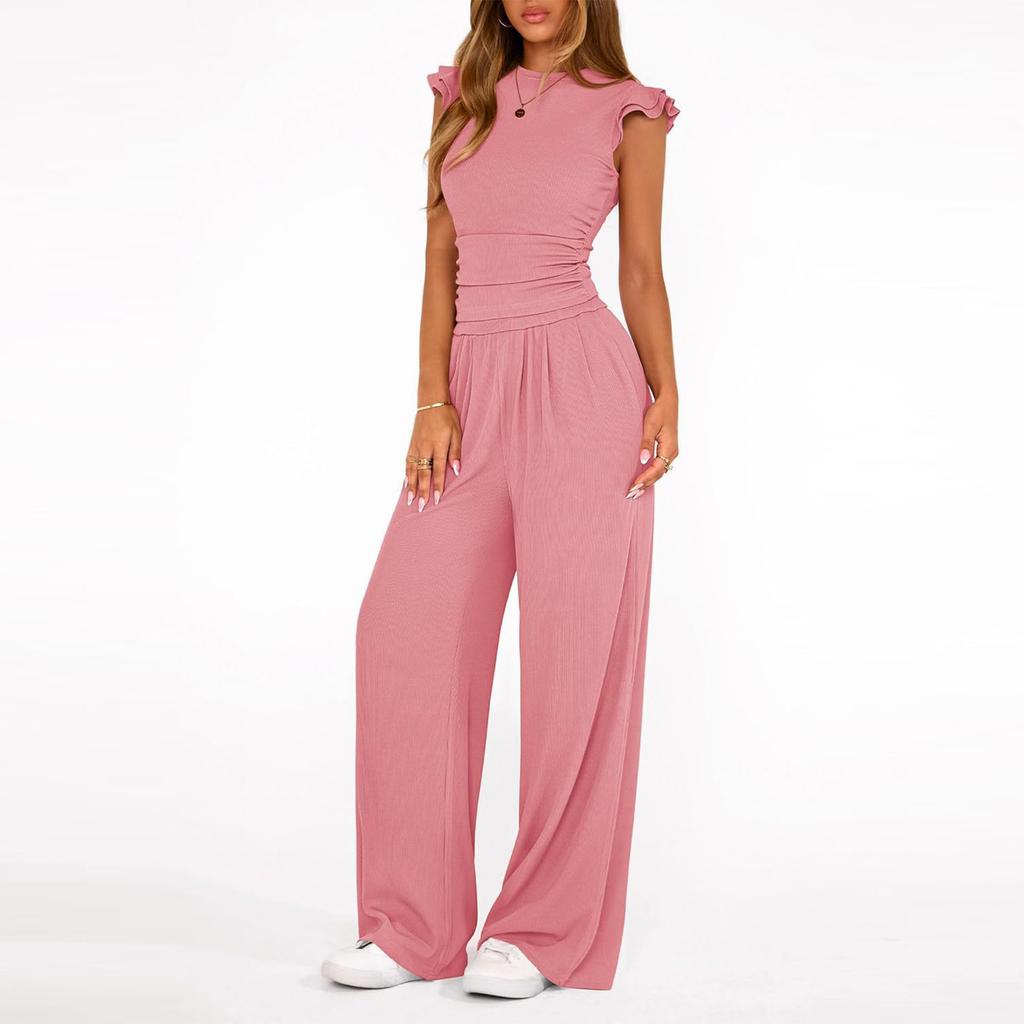 Women's Fashionable Casual Loose Wide-leg Pants Set