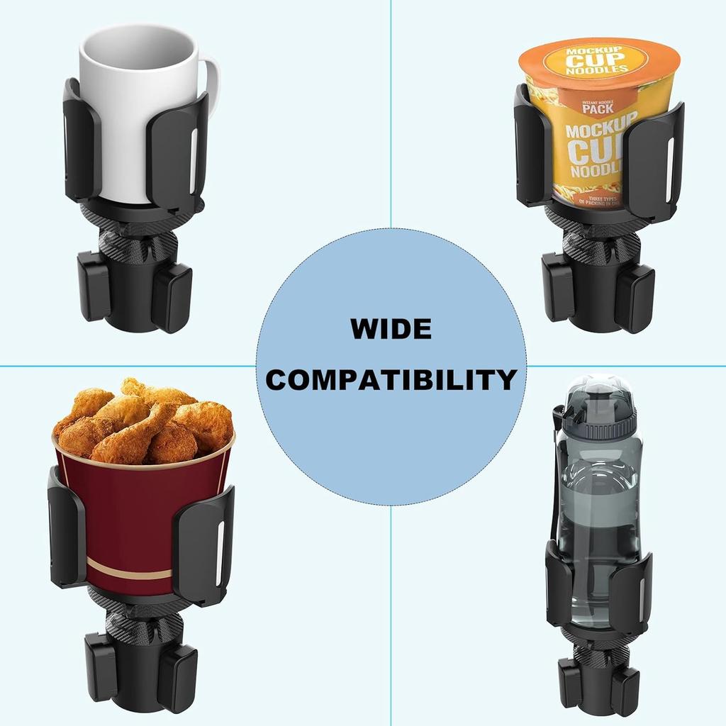 Upgraded Version 64 Ounce(about 1.9 kg)Large Cup Holder with Extended Coaster,Expandable Cup Holder Adapter with Adjustable Base,Universal