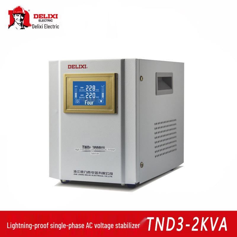 Delixi 220V Single-Phase Digital Voltage Stabilizer for Computers, TVs, and Refrigerators - TND3-2KVA Lightning Protection