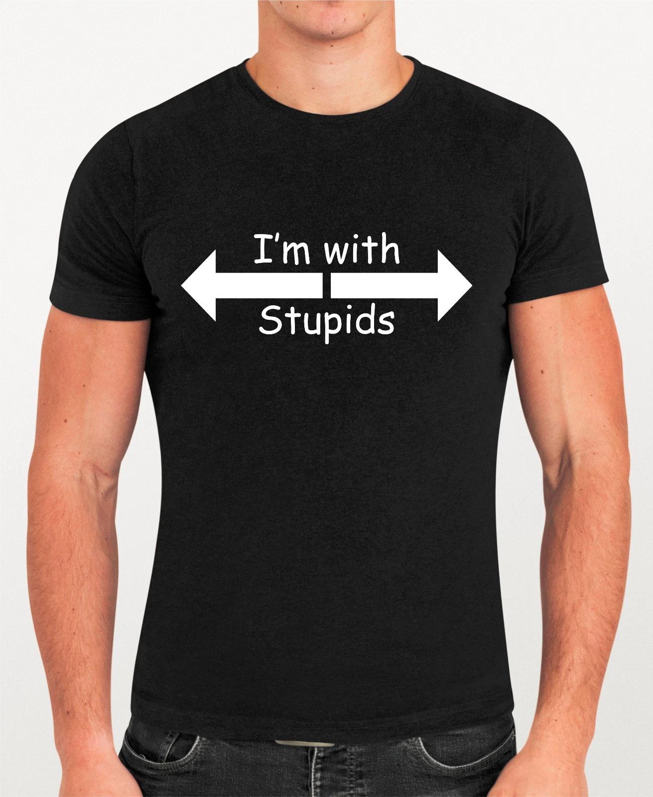 

Funny I’m With Stupid T-Shirt, Party Joke Quote Humor Graphic Novelty Tee 2XL