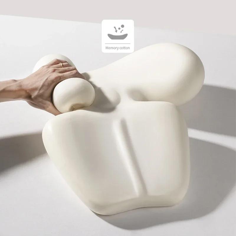 Memory Foam Car Lumbar Support Pillow Auto Neck Pillow Waist Support Removable Washable Universal Car Seat Pillow Headrest