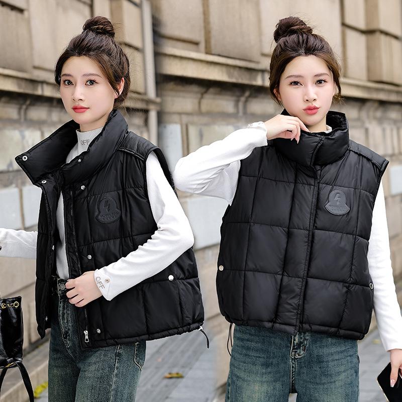 

Новый осенне-зимний женский модный жилет из хлопка, свободный и универсальный жилет из хлопка для верхней одежды XXL чёрный