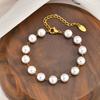 Pearl Bracelets for Women, Stainless Steel Adjustable Imitation Pearl Bead Link Women's Bracelet, Bridesmaid Wedding Jewelry