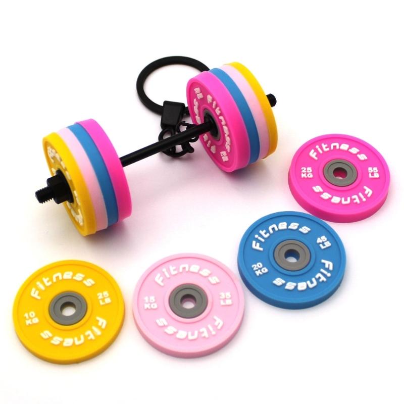 Rubber Dumbbell Keychain Lightweight Portable Exercise Themed Decorative Creative Sports Fitness Bag Decoration