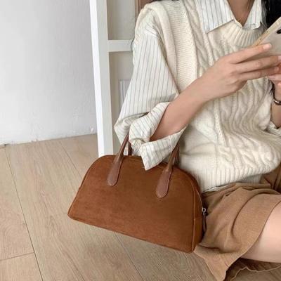 Piccole borse tote per donna, borsa in pelle scamosciata, borsa a cuscino vintage da tenere a mano, borse per mamma e bambini, borse firmate
