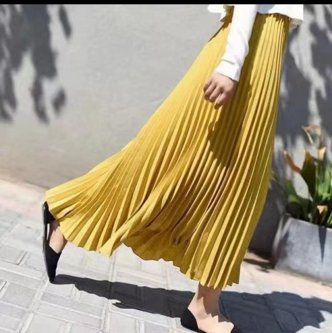 

Elegant High-Waist Ankle-Length A-Line Skirt - Versatile and Slimming (97cm) One Size