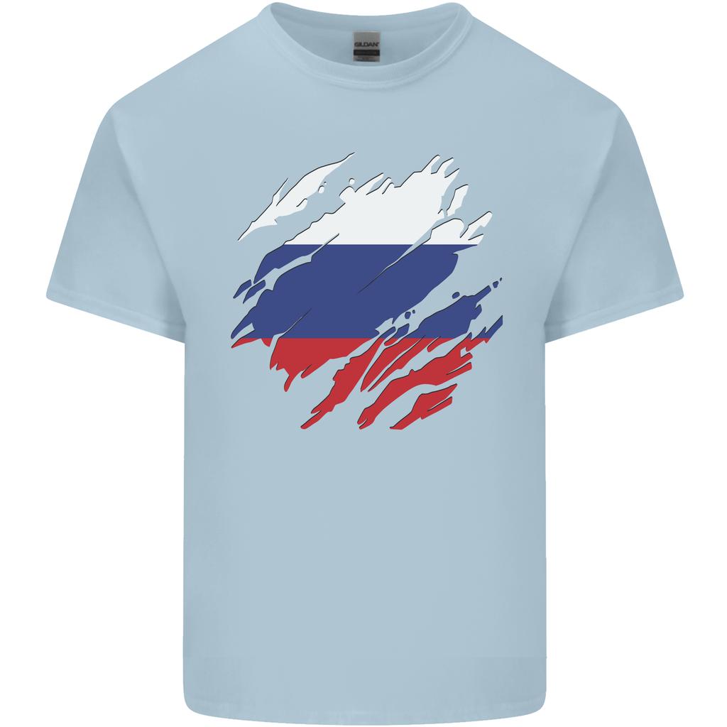 Torn Russia Flag Russian Day Football Unisexs Light Cotton TShirt