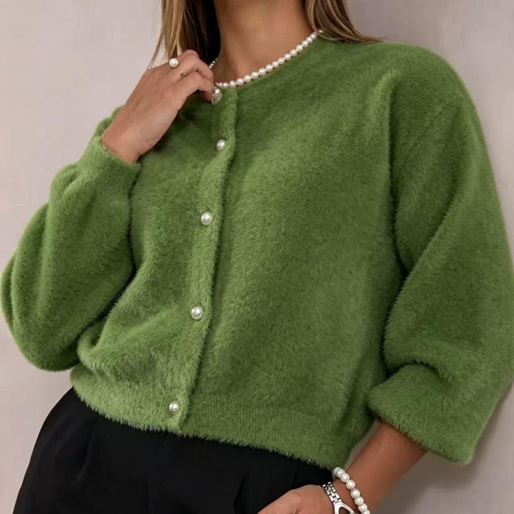 Women's Cozy Cardigan Sweaters Long Sleeve Fall Button Down Tops Knit Sweater Cardigans Casual Fuzzy Stretch Lounge Outfits for Women Sweater Jackets