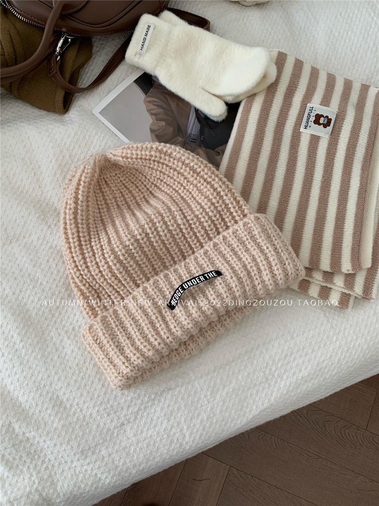 Warm Soft And Womens Acrylic Knit Beanie Trendy Winter Hat With Letter Design