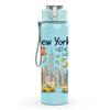 1PC New York Sun Cityscape Art 750ml Color Plastic Sports Water Bottle Leakproof Flip Straw Lid Suitable for Sports Office Home Use