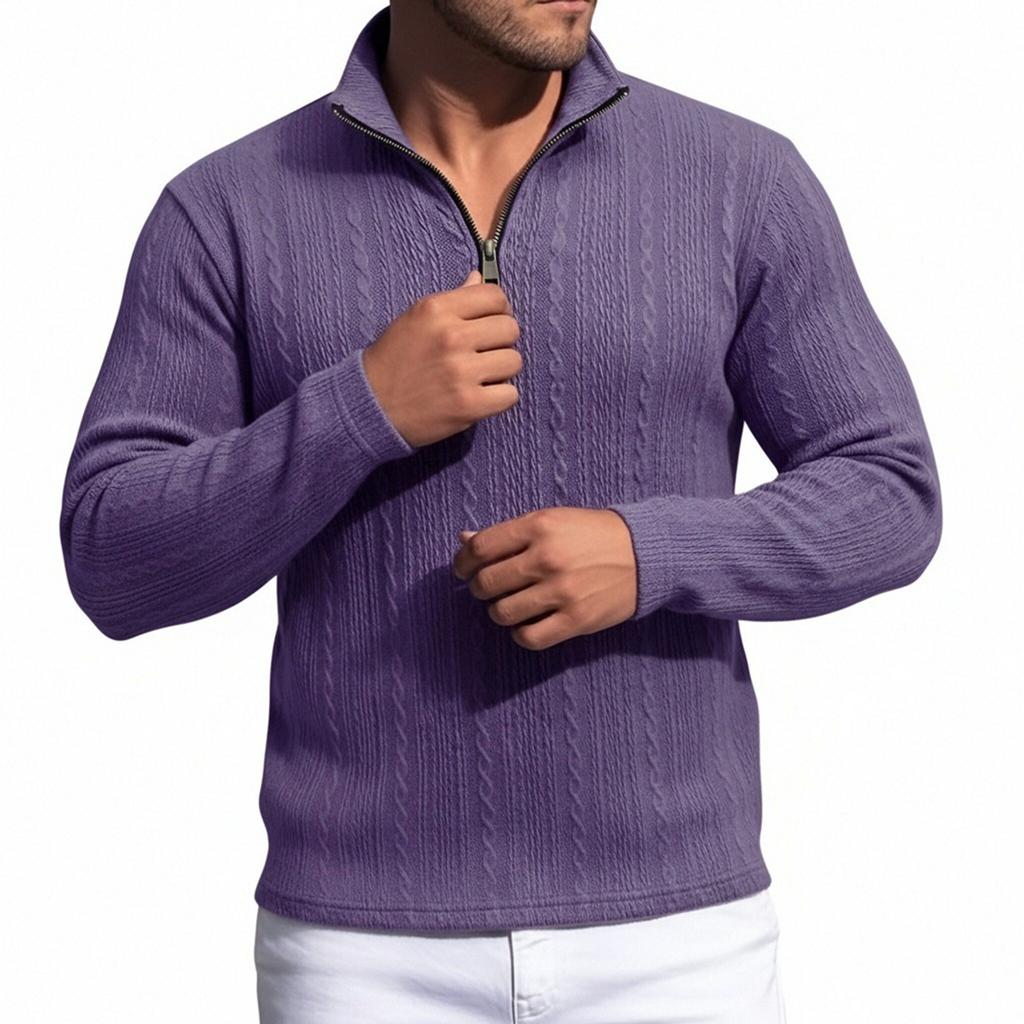 Men's Casual Quarter-zip Shirt Long-sleeve Top