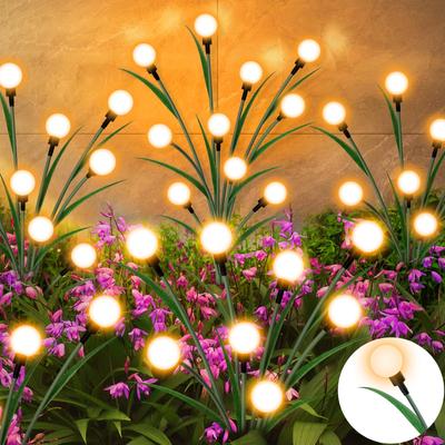 Solar Garden Lights, New Upgraded Leaf Design 10 LED Solar Firefly Lights, Solar Garden Lights Outdoor Waterproof,Warm White