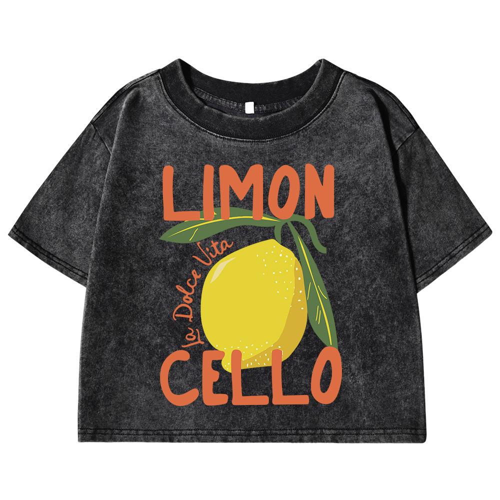 Creative Lemon Fruit Cello Printed Women Washed T Shirt Summer Fashion Short Sleeve Cotton T-Shirt Soft Slim Y2K Tops