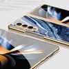 Luxury Plating Frame Case For Samsung Galaxy Z Fold 4 5G Painted Pattern Tempered Glass Hard Cover For Galaxy Z Fold5 4 3 Case