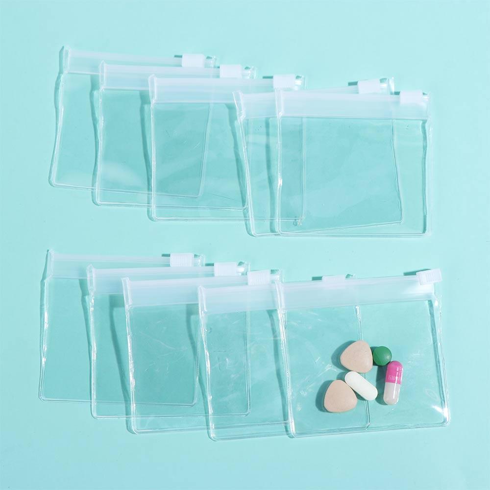 10pcs Medicine Organizer Clear Pill Pouch Portable Reusable Ring Storage Holder Bag EVA Self Sealing Pill Bags Pills