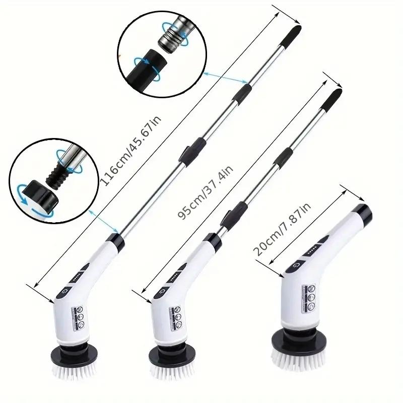 1 Set, Electric Cleaning Brush, Wireless Electric Rotating Scrubber, 7 Brush Heads and Adjustable Extension Handle, Bathroom Cleaning Brush,