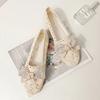Fashion Women's Flat Shoes Net Hollow With Bow Heel Slip On Social Elegant and Fashionable 39 Quick Delivery Chic Shoe Ladies Footwear