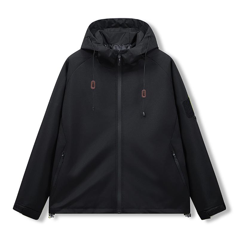 Men's 2025 Spring/Autumn Windproof Waterproof Hooded Jacket: Trendy, Loose-Fit Workwear Outerwear