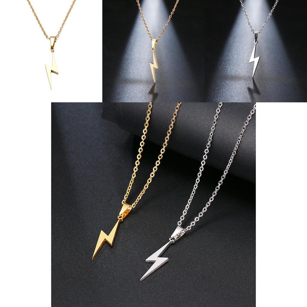 Modern Stainless Steel Lightning Pendant Chain Jewelry For Men And Women With Durable Electroplate Finish