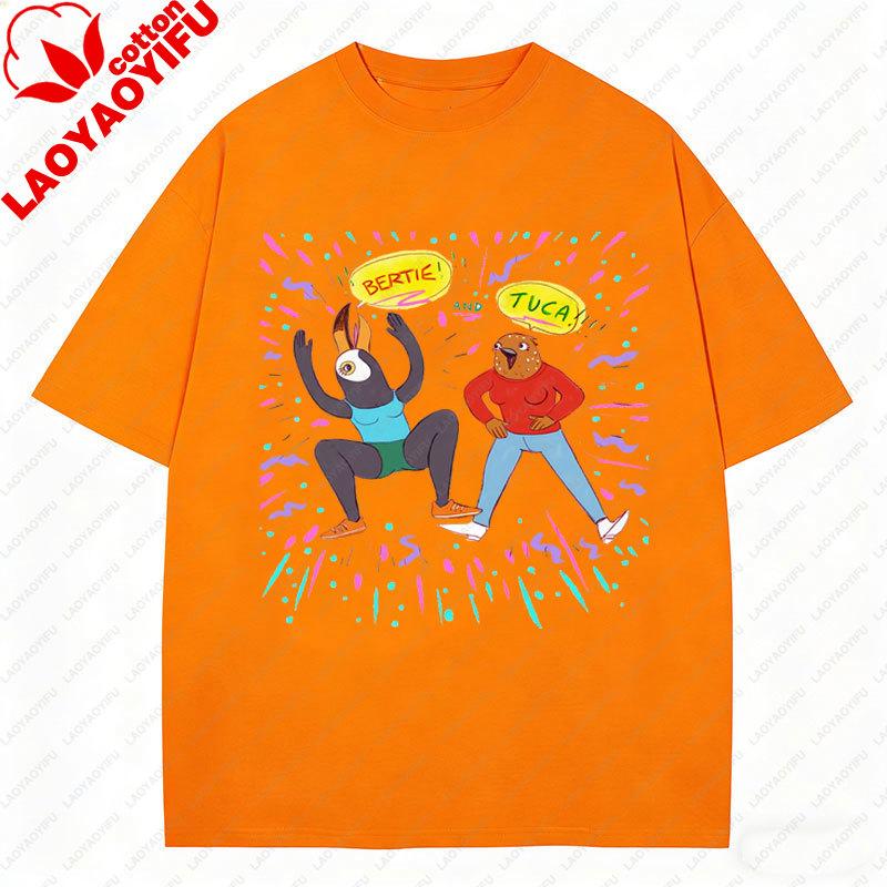 Tuca Bertie Adult Cartoon TShirt Streetwear Fashion Casual Funny Cartoon Printed Tee Crewneck Cotton Y2k Clothes