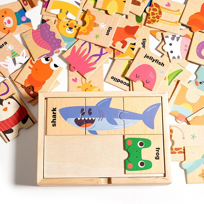 

Early Education Animal Shape Word Puzzle - Wooden Toy for Children
