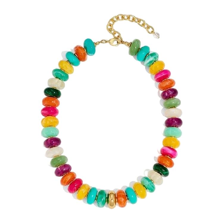Trendy Acrylic Bead Chokers Necklace Elastic Cord Fit All Neck Size Great For Parties