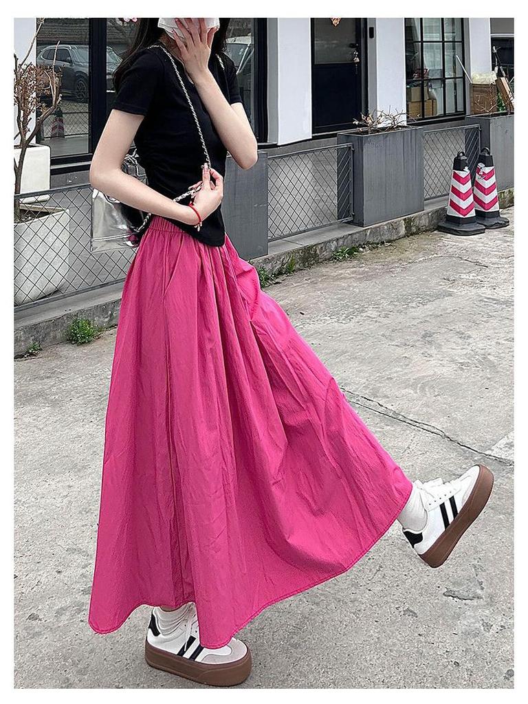 End-of-Season Clearance: 90% Off - Women's Pink Yamamoto High-Waisted A-Line Summer Skirt, Petite Fit (2025 Collection)