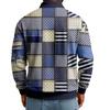 Men's Casual Loose Colorblock Print Lapel Button Long Sleeve Top