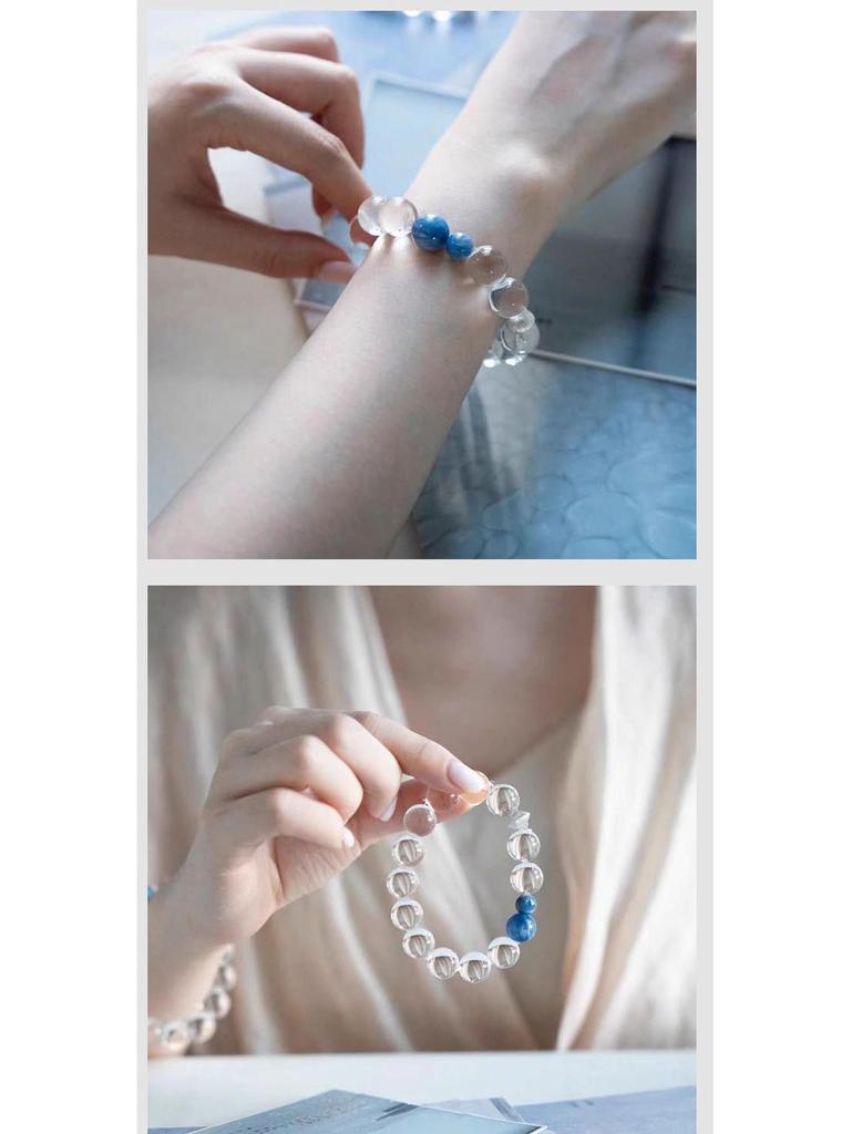 Natural White Crystal & Kyanite Bracelet – Trending Crystal Design Accessory
