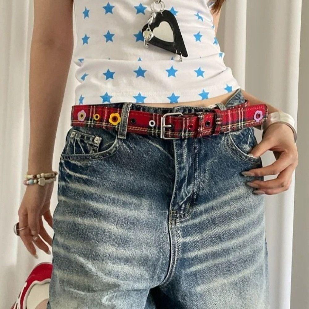 Y2k Dopamine Flower Belt Korean Style Women's Jeans Belt Fashion Pin Buckle Waistband Women Gifts