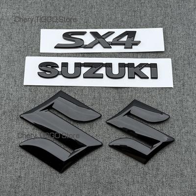 ABS Noir Capot de Voiture Grille Avant de Capot Emblème Logo Badge Autocollant de Coffre Arrière Pour SX4 Accessoires d'Emblème de Logo de Coffre Arrière