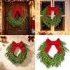 Christmas Bowknot Wreath for Door Entrances, 19.7Inch Plastic Silk-Like Fabric Wreath Hanging Decoration for Wall and Window