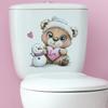 Baby Bear Heart Snowman Toilet Wall Sticker Self-Adhesive Removable Bathroom Cute Home Decor Art