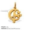 18K Gold-Plated Stainless Steel Moon Heart Diamond Pendant for DIY Jewelry