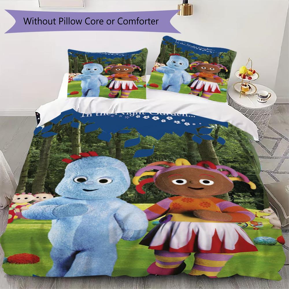 Pościel z wzorem In The Night Garden, Zestaw kołdry Poszewka na kołdrę Poszewka na poduszkę Domowy Prezent Urodzinowy(1 * poszwa na kołdrę + 2 * poszewki na poduszki, bez rdzenia)_lx