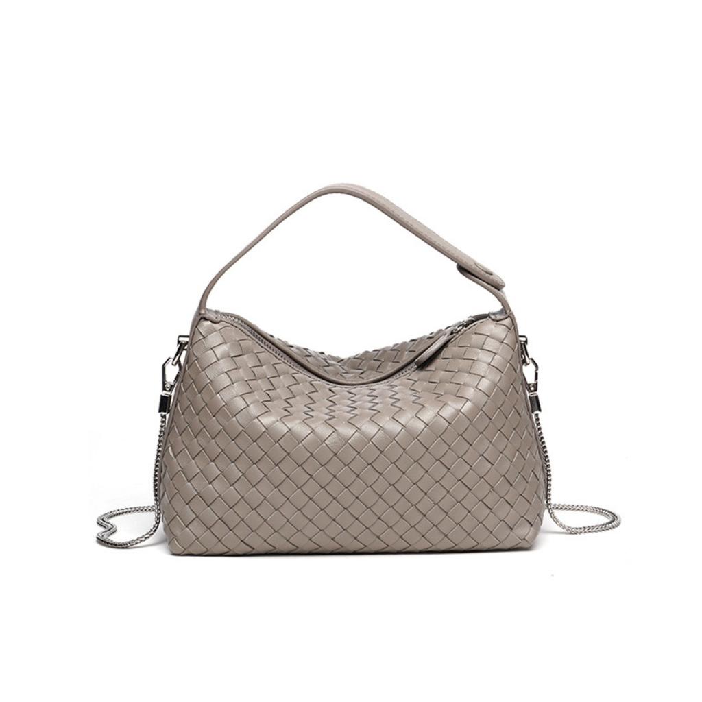 Trendy women's bags factory direct sales first layer sheepskin pure hand-woven bag portable crossbody versatile pillow bag