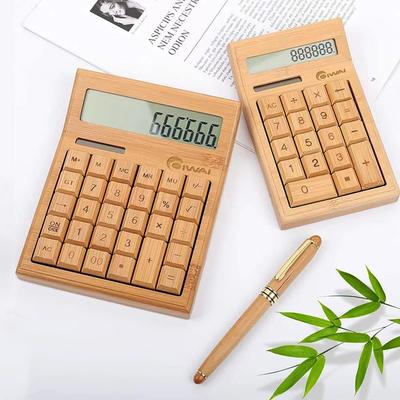 OIWAI Calculator, Stylish Desktop Calculator with Numeric Keypad, Wooden Design, Nice Touch, Cute Calculator, Large Key Buttons, Solar Powered, Creati