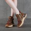 The first layer of cowhide retro high-top shoes for women's winter new thick-soled heightening casual cotton