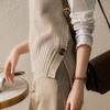 Gilet da Donna Lavorato a Maglia Oversize Canottiera Senza Maniche Top Maglione Largo Gilet Monocolore Casual Scollo Tondo