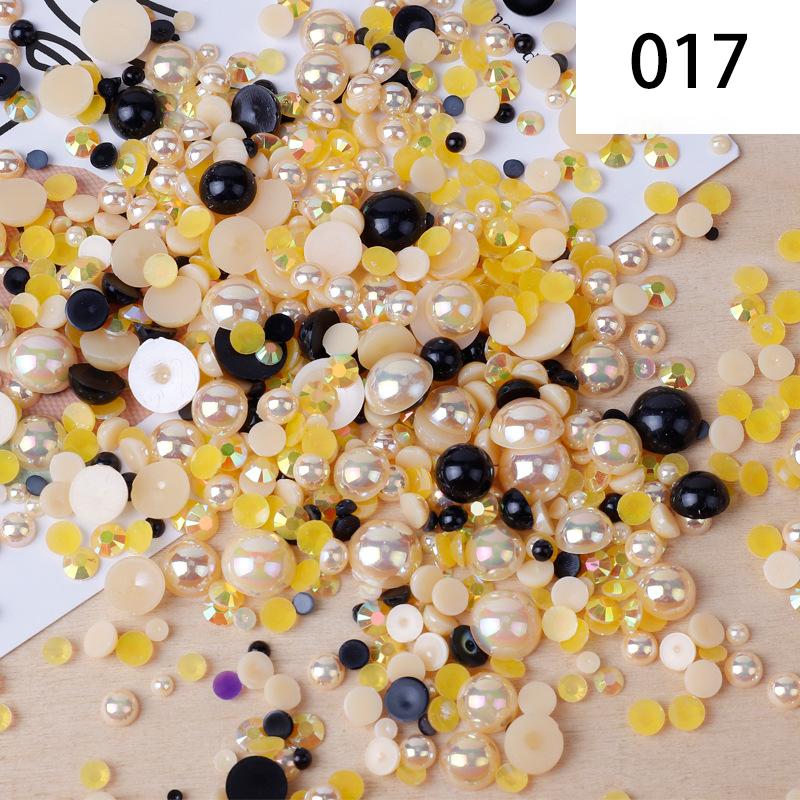 Yantuo 1000g Mixed Packaging Flat Back Pearls Resin Rhinestone Jelly Rhinestones Bulk Abs Loose Pearl for DIY Decoration