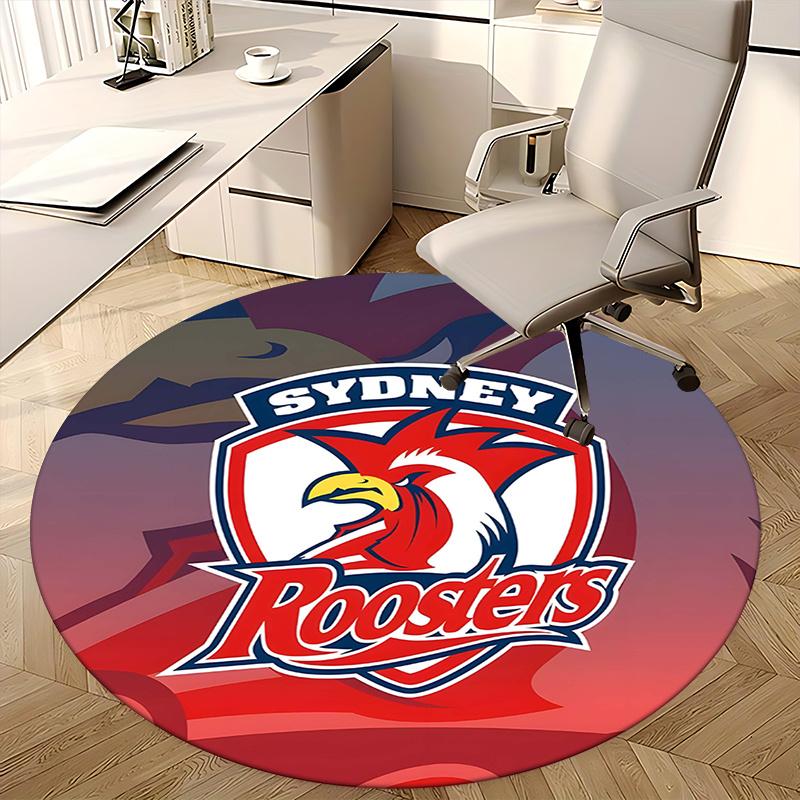 Sydney Roosters,Rugby Team Logo Chair mat Round Rug Office carpet, Machine Washable, Non slip, Suitable for Living Rooms, Bedrooms