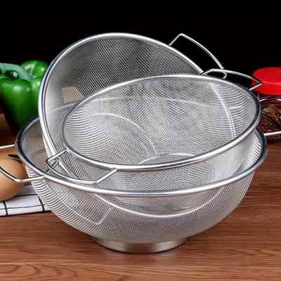 3 Stück Edelstahl Abtropfkorb Metallgitter Sieb mit Griff Küche Gemüse Reis Obst Küche Reisbecken
