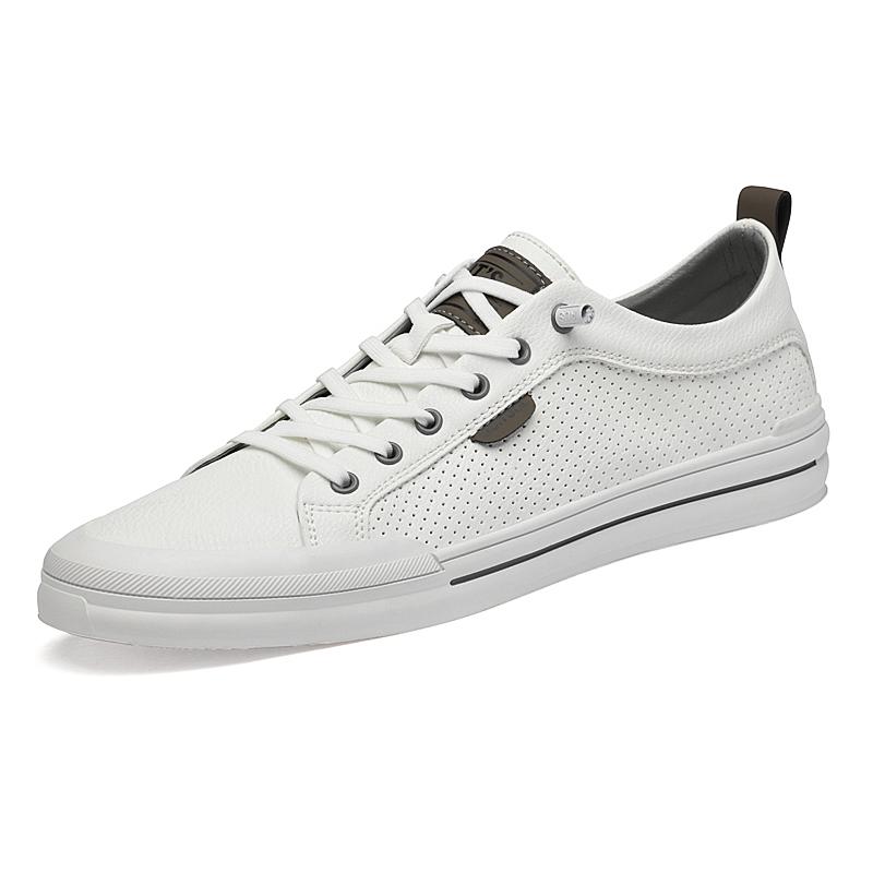 

Мужские дышащие кожаные туфли Новые белые удобные туфли для ходьбы Модные темпераментные повседневные универсальные туфли на доске 38