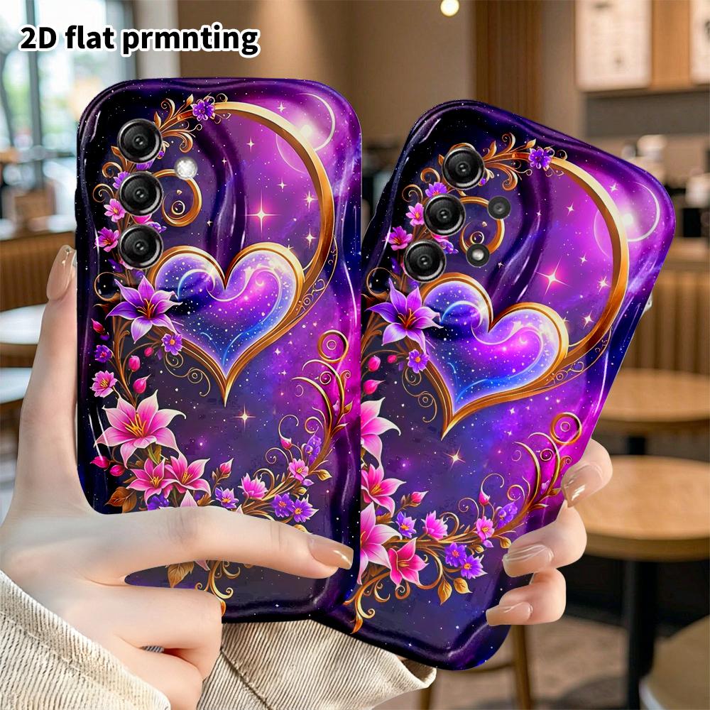 Phone Case: 2D Flat Samsung Galaxy A34 A35 M05 M06 S20 S22 S21 FE Plus 5G Protective Case, Starry Sky Crystal Heart, Christmas and Halloween Gift