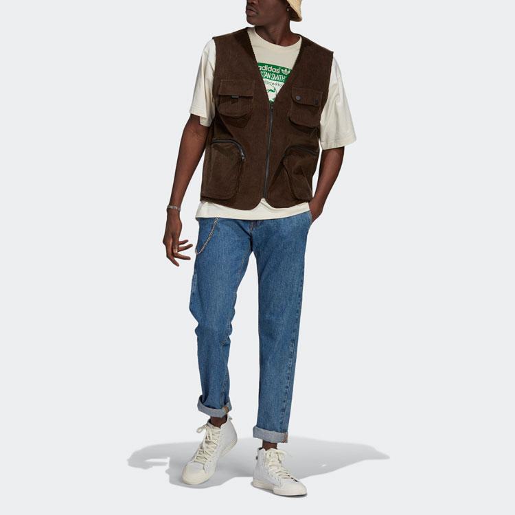 adidas T-shirt Manches Courtes Imprimé Originals Stan Smith Homme Hauts Blanc Cassé GQ8873