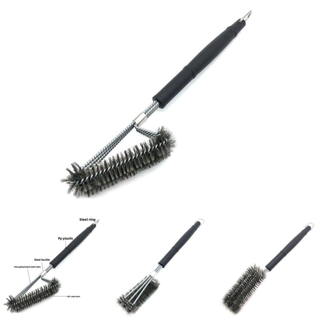 Stainless Steel Bbq Brush With Three Heads For Grill Cleaning And Maintenance