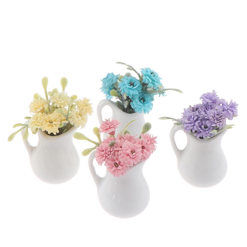1:12 Dollhouse Miniature Flowers Fairy Garden Ornament Potted Plant Flowers Pot